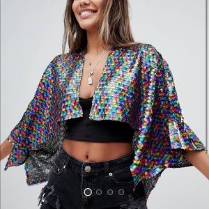 ASOS Multicolor Sequin Festival Cape